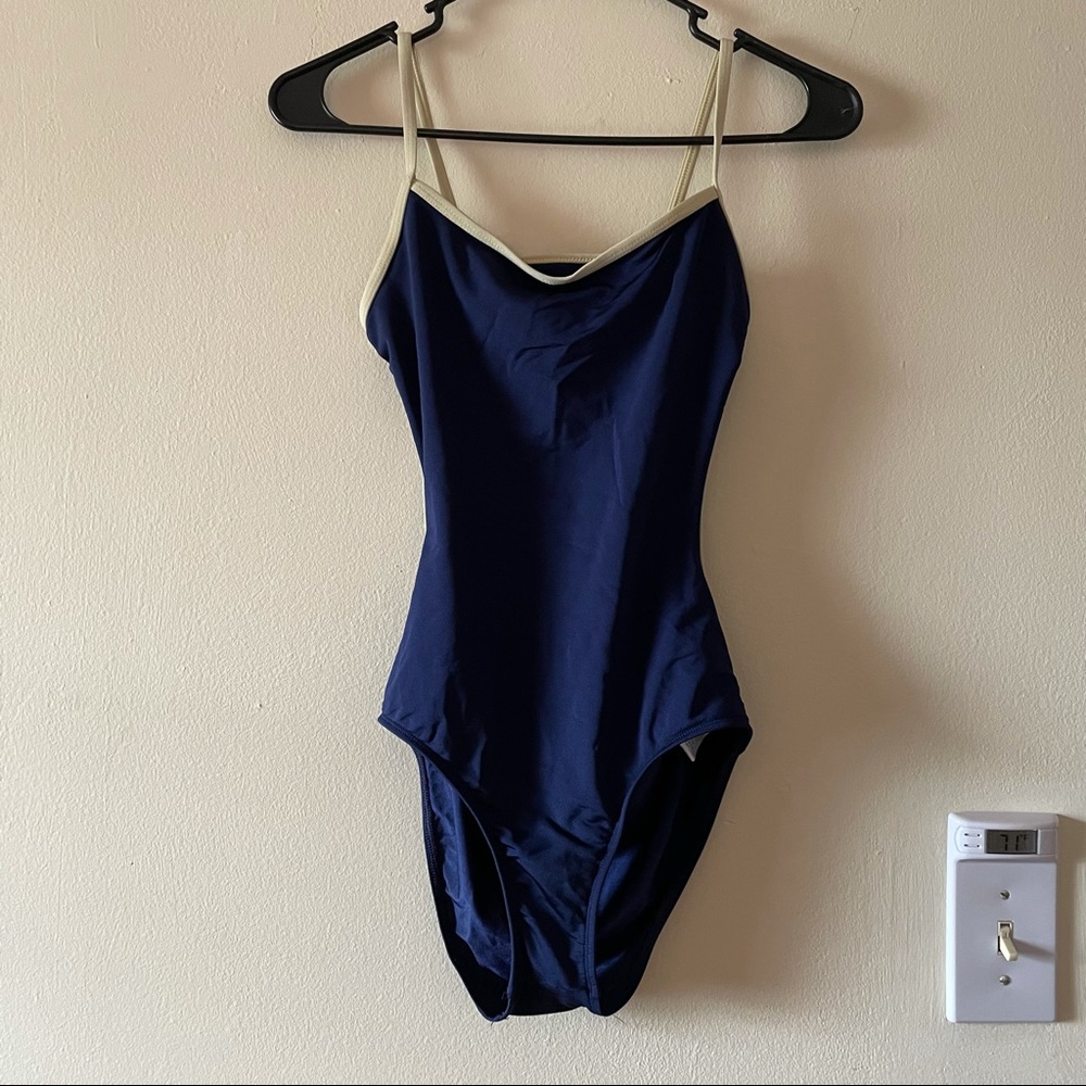 ✨Medium Mariia Open Back Navy & Yellow Leotard✨